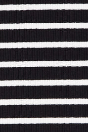 Product shot of The Keepers V Neck Striped Rib Tee in colour Black (Black), detail