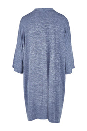 Product shot of The Perfect Summer Knit Cardi in colour Denimmarle (Blue), from the back