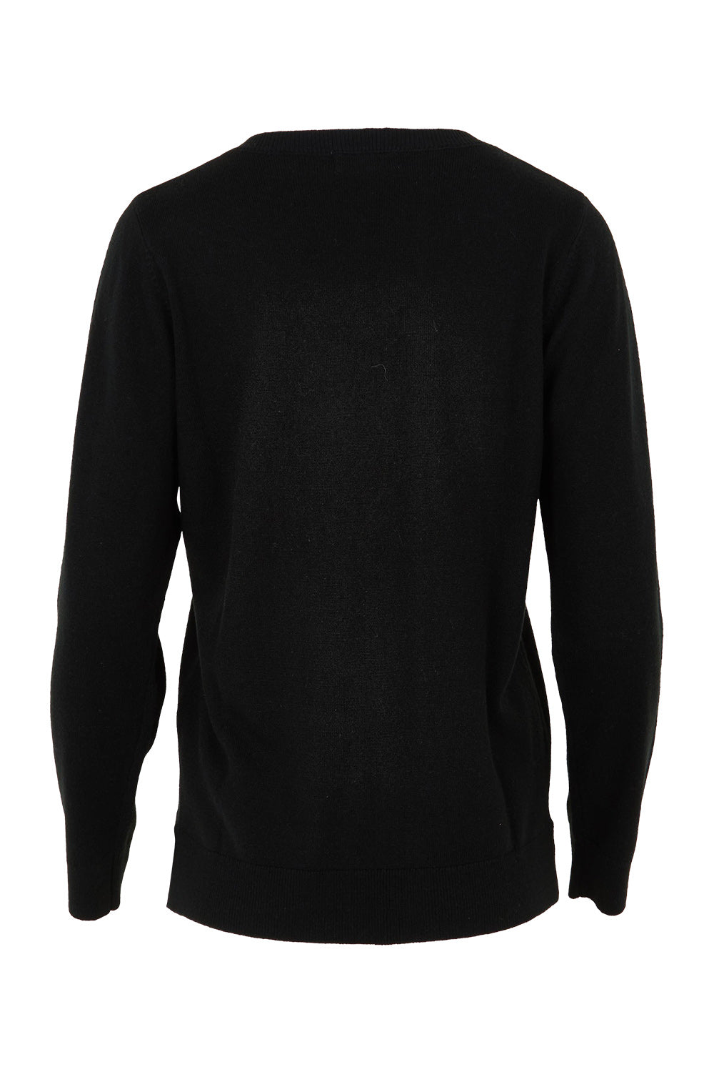 Product shot of The Keepers Soft V Neck Jumper in colour Black (Black), from the back