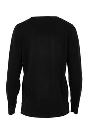 Product shot of The Keepers Soft V Neck Jumper in colour Black (Black), from the back