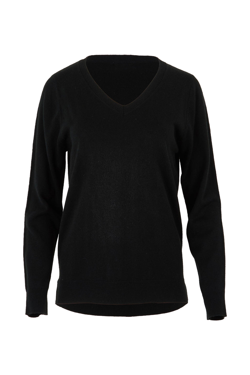 Product shot of The Keepers Soft V Neck Jumper in colour Black (Black), from the front