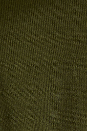 Product shot of The Keepers Soft V Neck Jumper in colour Darkolive (Green), detail