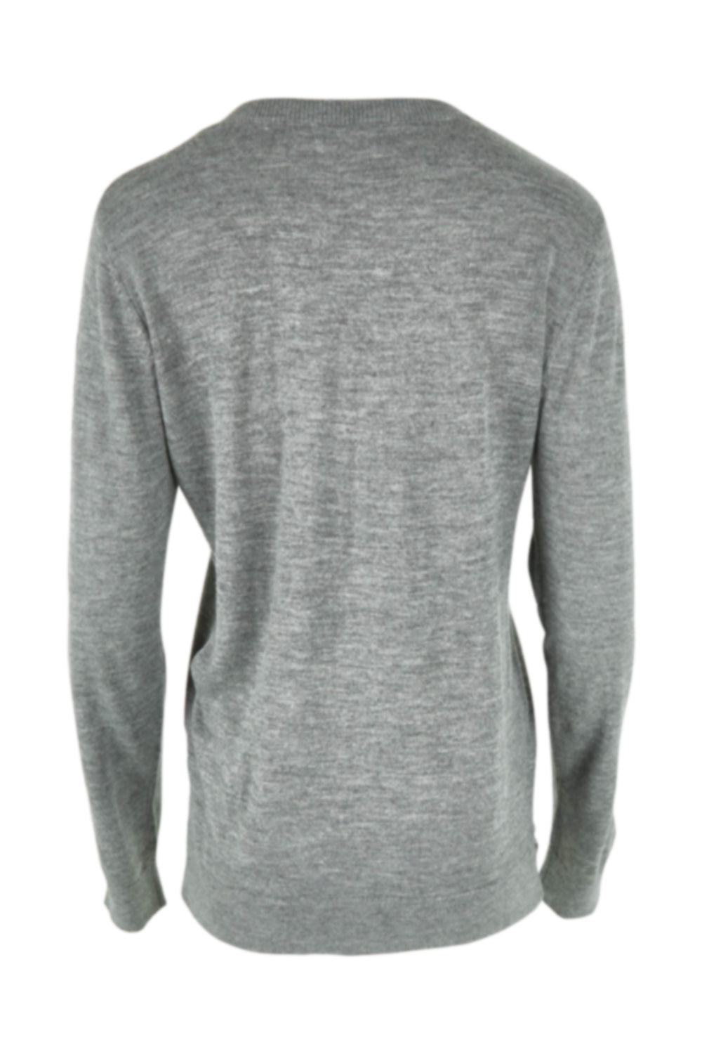 Product shot of The Keepers Soft V Neck Jumper in colour Greymarle (Grey), from the back