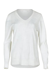 Product shot of The Keepers Soft V Neck Jumper in colour White (White), from the front