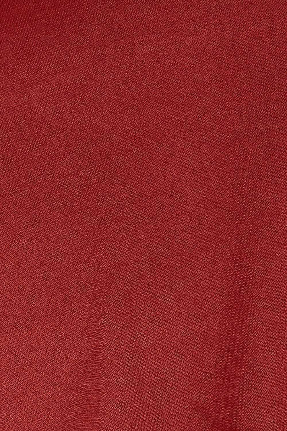 Product shot of The Recycled V Neck L/S Tee in colour Terracotta, detail