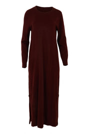Product shot of The Keepers Soft Knit Maxi Dress in colour Plum (Purple), from the front
