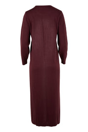 Product shot of The Keepers Soft Knit Maxi Dress in colour Woodberry (Purple), from the back