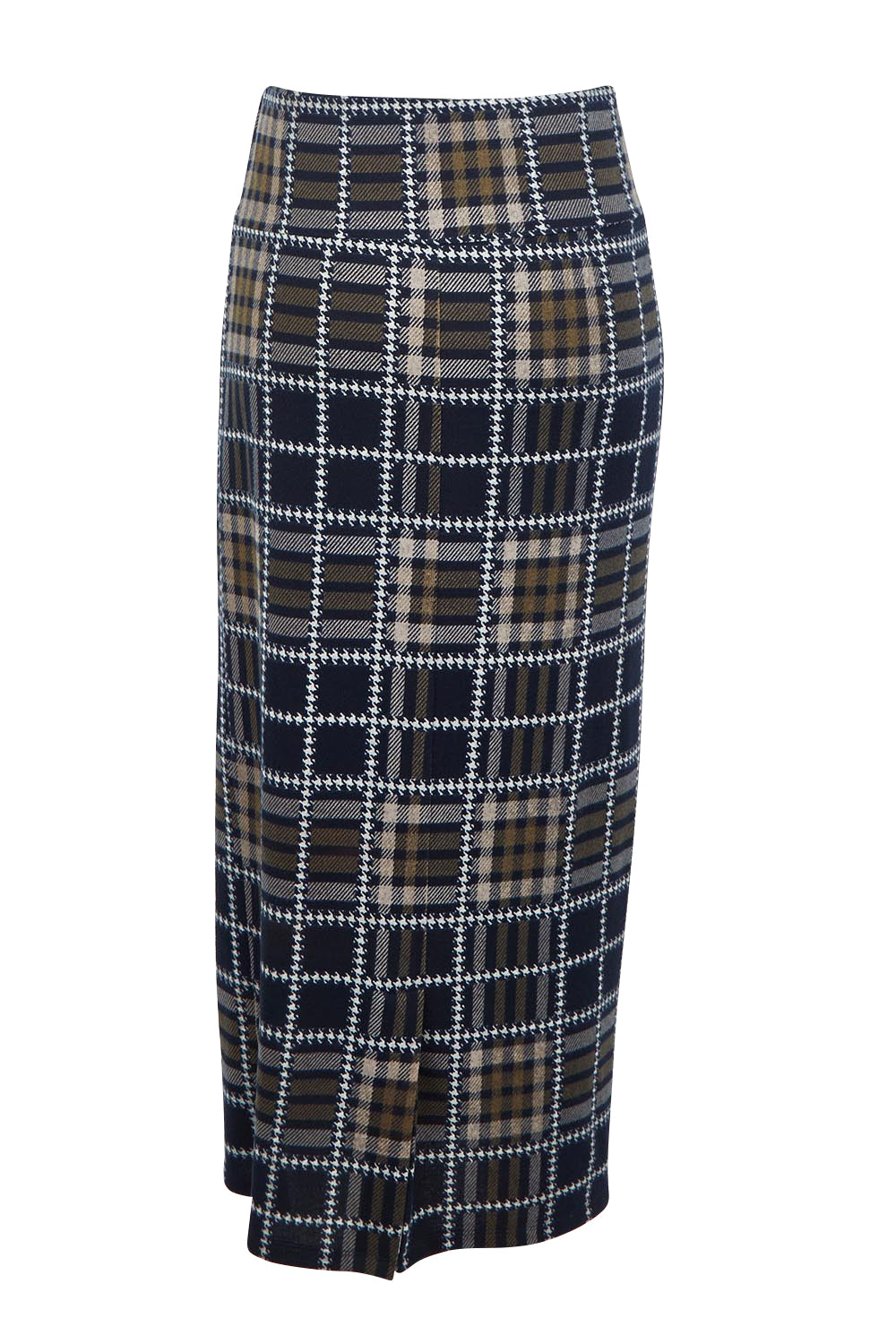 The Check Knit Lined Skirt – Navytaupe