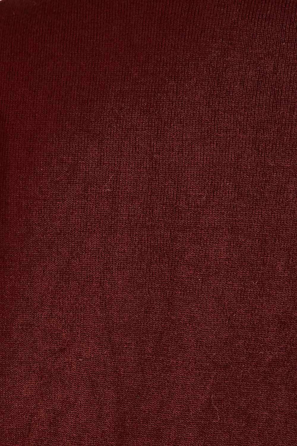 Product shot of The Keepers Soft Roll Neck Jumper in colour Burntplum (Purple), detail