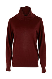 Product shot of The Keepers Soft Roll Neck Jumper in colour Burntplum (Purple), from the front
