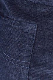 Product shot of The Pull On Cord Pant in colour Navy (Blue), detail