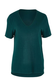 Product shot of The Transeasonal Short Sleeve Jumper in colour Peacock (Green), from the front