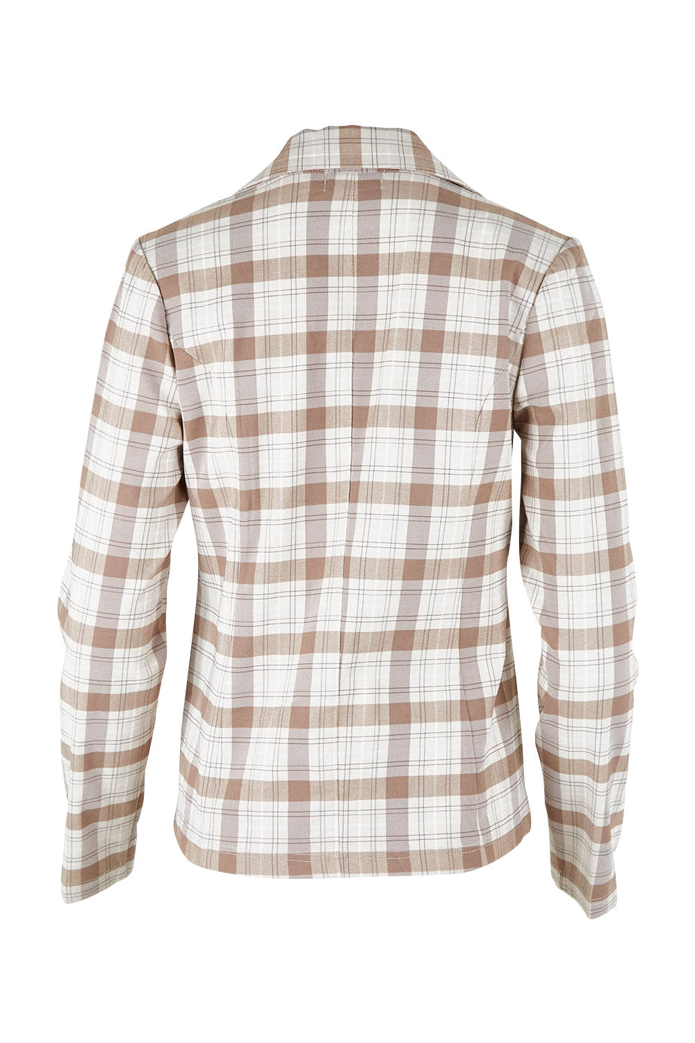 Product shot of The Classic Check Blazer in colour Fawncheck, from the back