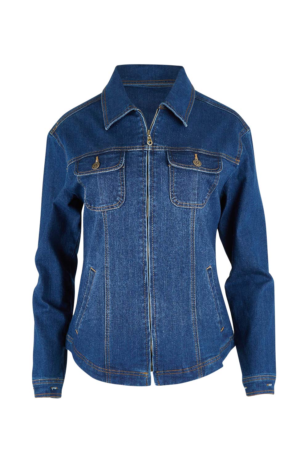 Preloved The Zip Front Stretch Denim Jacket - Darkdenim