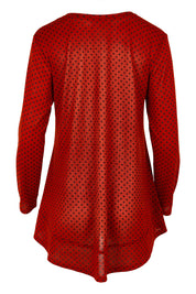 Product shot of The Spot Swing Knit Tee in colour Burntred (Red), from the back