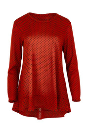 Product shot of The Spot Swing Knit Tee in colour Burntred (Red), from the front