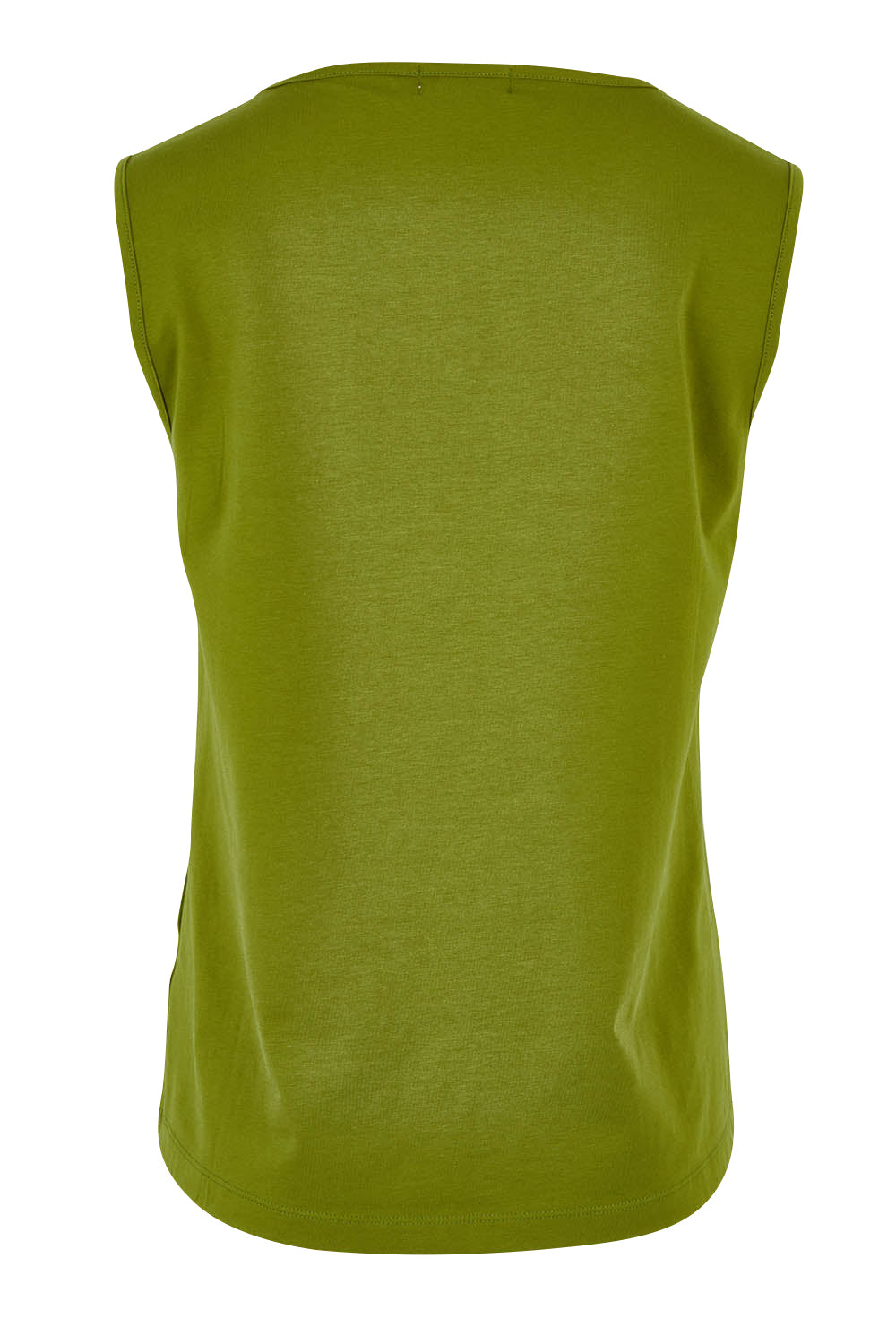 Product shot of The Keepers Cotton Tank in colour Avocado (Green), from the back
