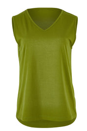 Product shot of The Keepers Cotton Tank in colour Avocado (Green), from the front