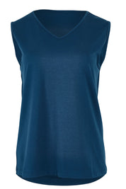 Product shot of The Keepers Cotton Tank in colour Frenchblue (Blue), from the front