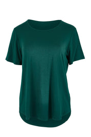Product shot of the The Bamboo Curved Hem Tee – Forest in colour Forest, from the front