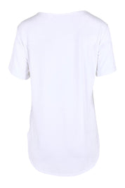 Product shot of the The Bamboo Curved Hem Tee – White in colour White, from the back