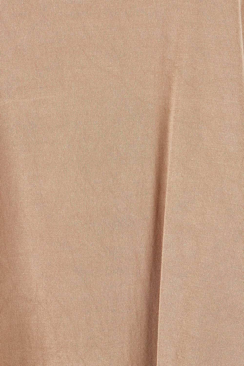 Product shot of The Bamboo Crew Neck Swing Tank in colour Caramel, detail