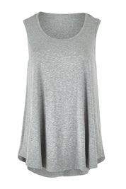 Product shot of The Bamboo Crew Neck Swing Tank in colour Greymarle (Grey), from the front