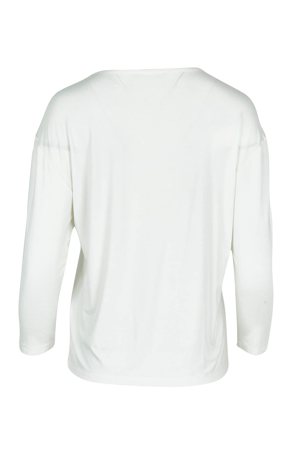 Product shot of The Relaxed Satin Bind Tee in colour White (White), from the back
