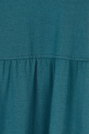 Product shot of The 3/4 Sleeve Tiered Jersey Dress in colour Deepgreen (Green), detail
