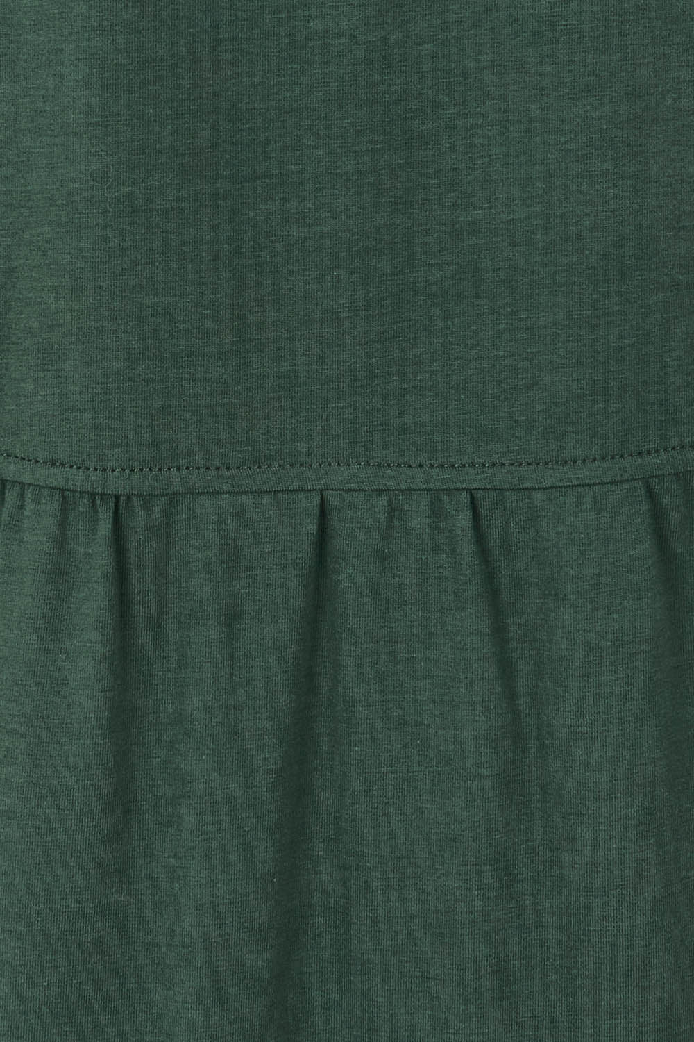Product shot of The 3/4 Sleeve Tiered Jersey Dress in colour Thymegreen (Green), detail