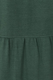 Product shot of The 3/4 Sleeve Tiered Jersey Dress in colour Thymegreen (Green), detail