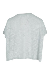 Product shot of The Short Sleeve Shrug in colour Greymarle (Grey), from the back