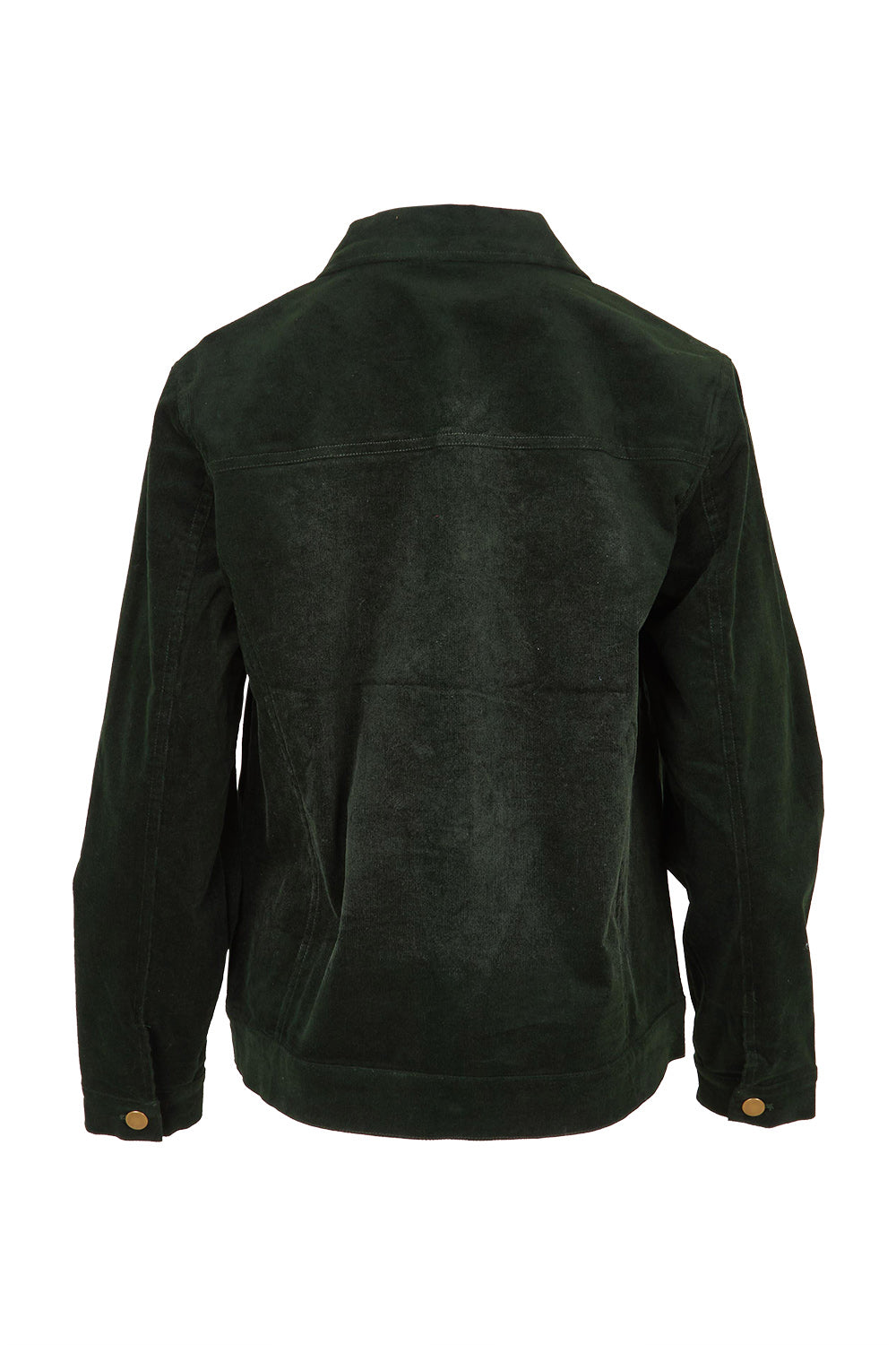 Product shot of The Keepers Cord Jacket in colour Deepforest (Green), from the back