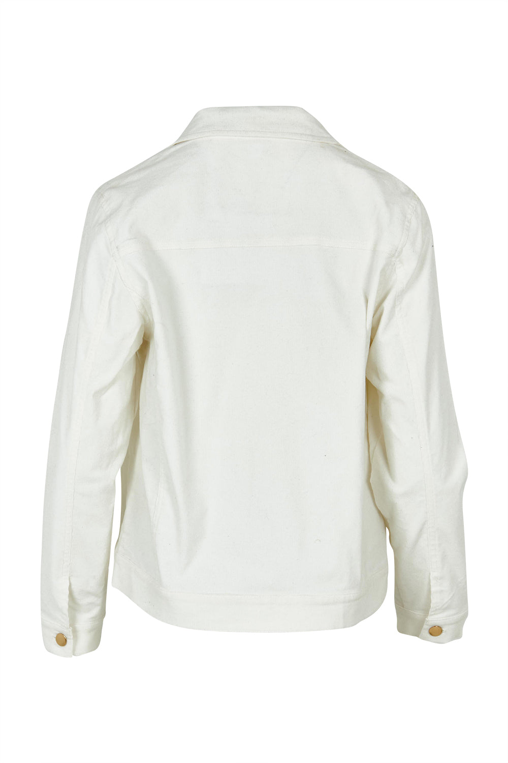 Product shot of The Keepers Cord Jacket in colour Wintersnow (White), from the back