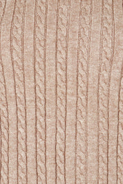 Product shot of The Soft Sleeveless Cable Knit Jumper in colour Capuccino, detail