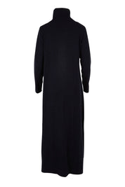 Product shot of The Roll Neck Knit Maxi Dress in colour Darknavy (Blue), from the back
