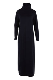 Product shot of The Roll Neck Knit Maxi Dress in colour Darknavy (Blue), from the front