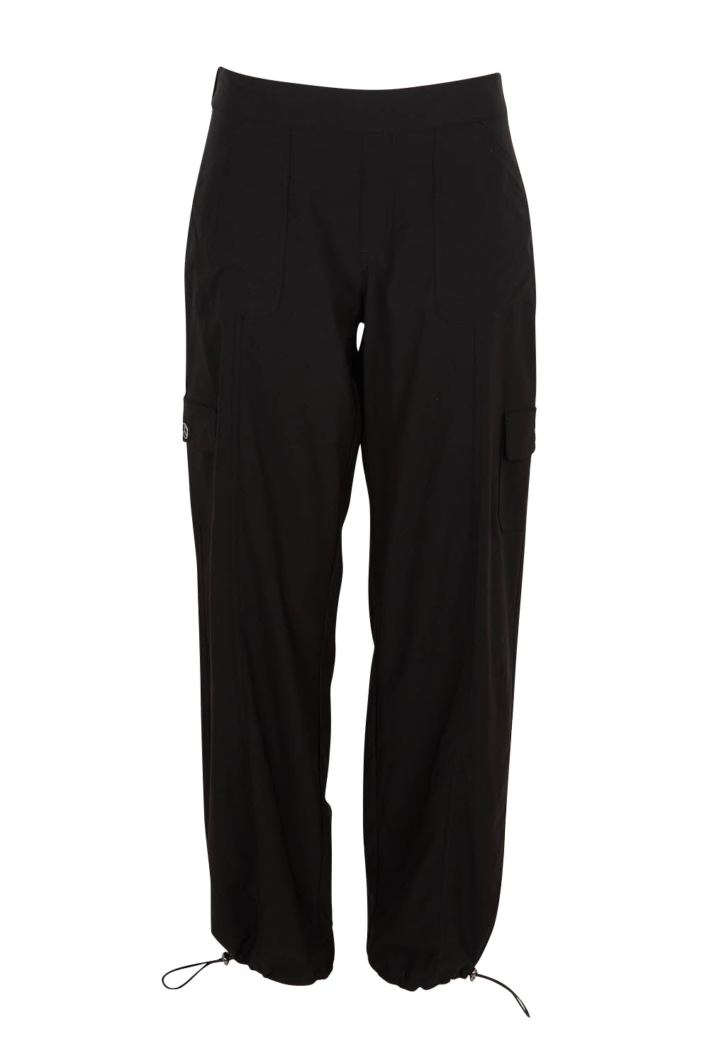 Product shot of The Everyday Full Length Cargo Pant in colour Black (Black), from the front