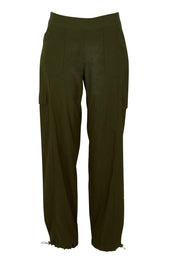 Product shot of The Everyday Full Length Cargo Pant in colour Olive (Green), from the front