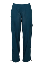 Product shot of The Everyday Full Length Cargo Pant in colour Petrol (Blue), from the front
