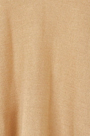 Product shot of The High Low V Neck Jumper in colour Fawn, detail