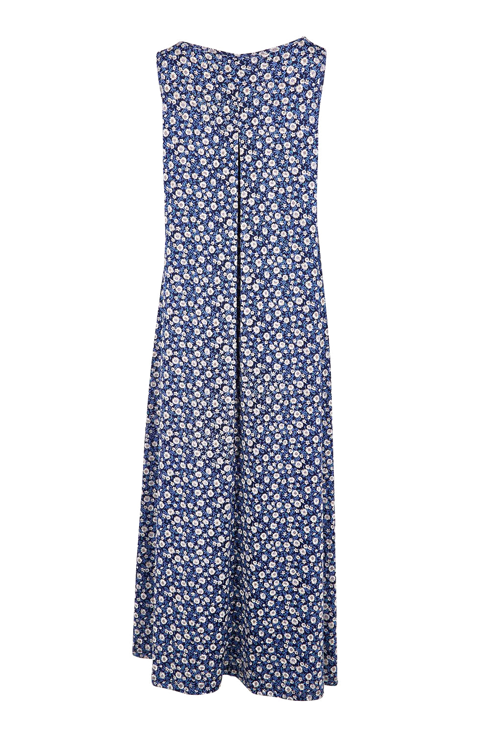 Product shot of the The Easy Wear Print Maxi Dress – Bluefleur in colour Bluefleur, from the back