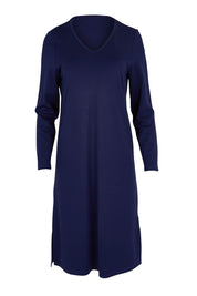 Product shot of The Ponte Knee Length Dress in colour Frenchnavy (Blue), from the front