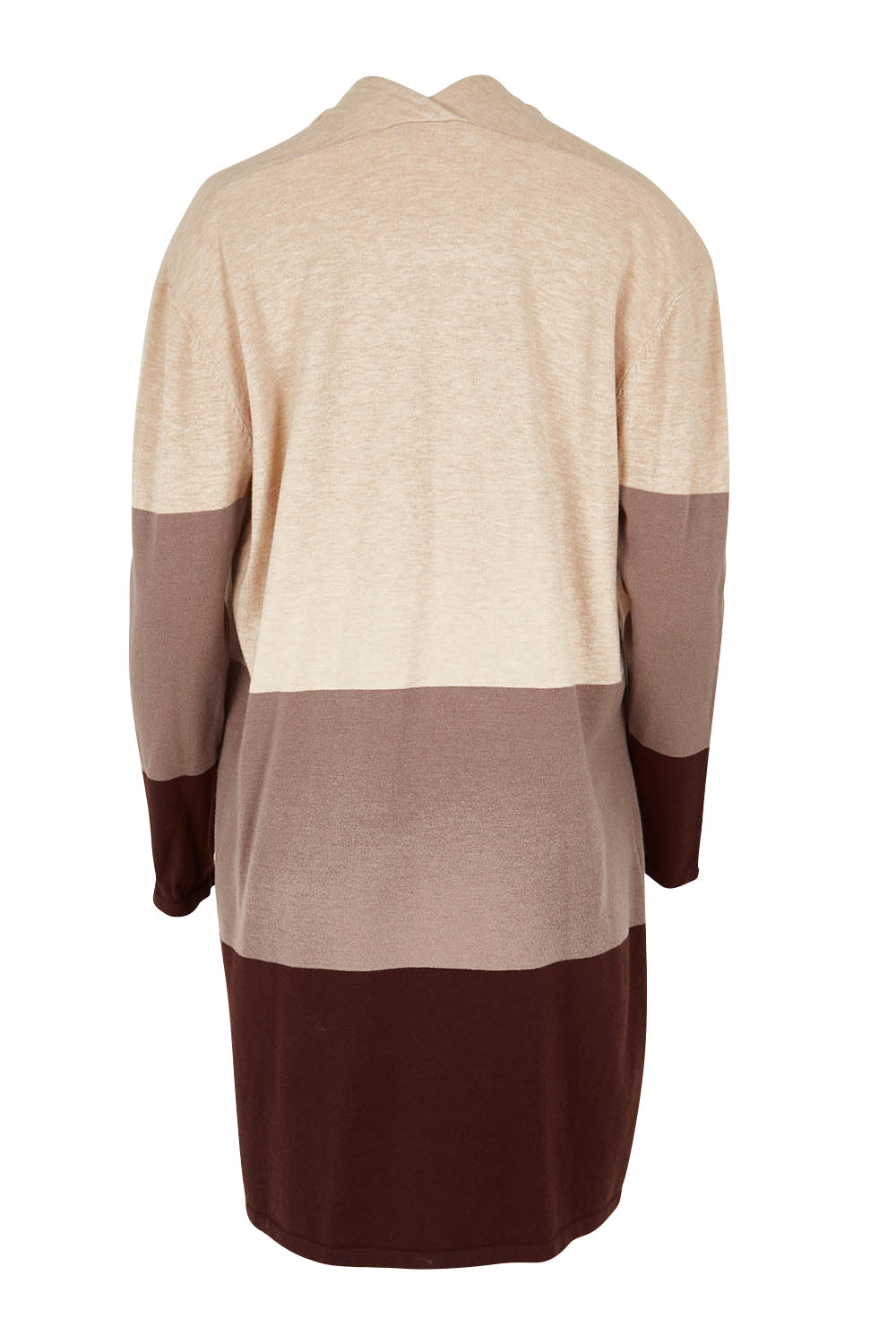 Product shot of The Colour Blocked Cardigan in colour Naturals, from the back