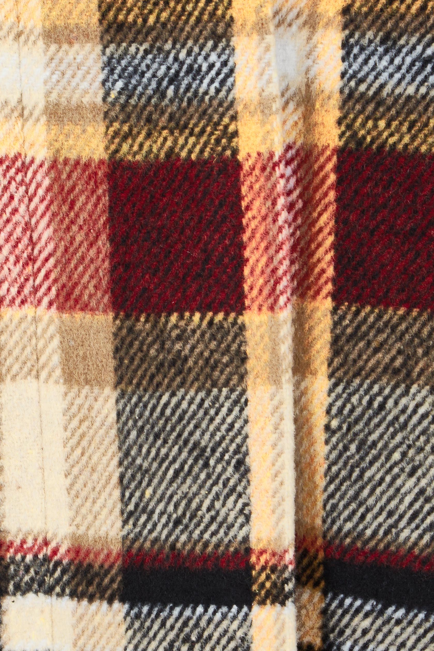 Product shot of The Check Winter Coat in colour Redcamel (Red), detail