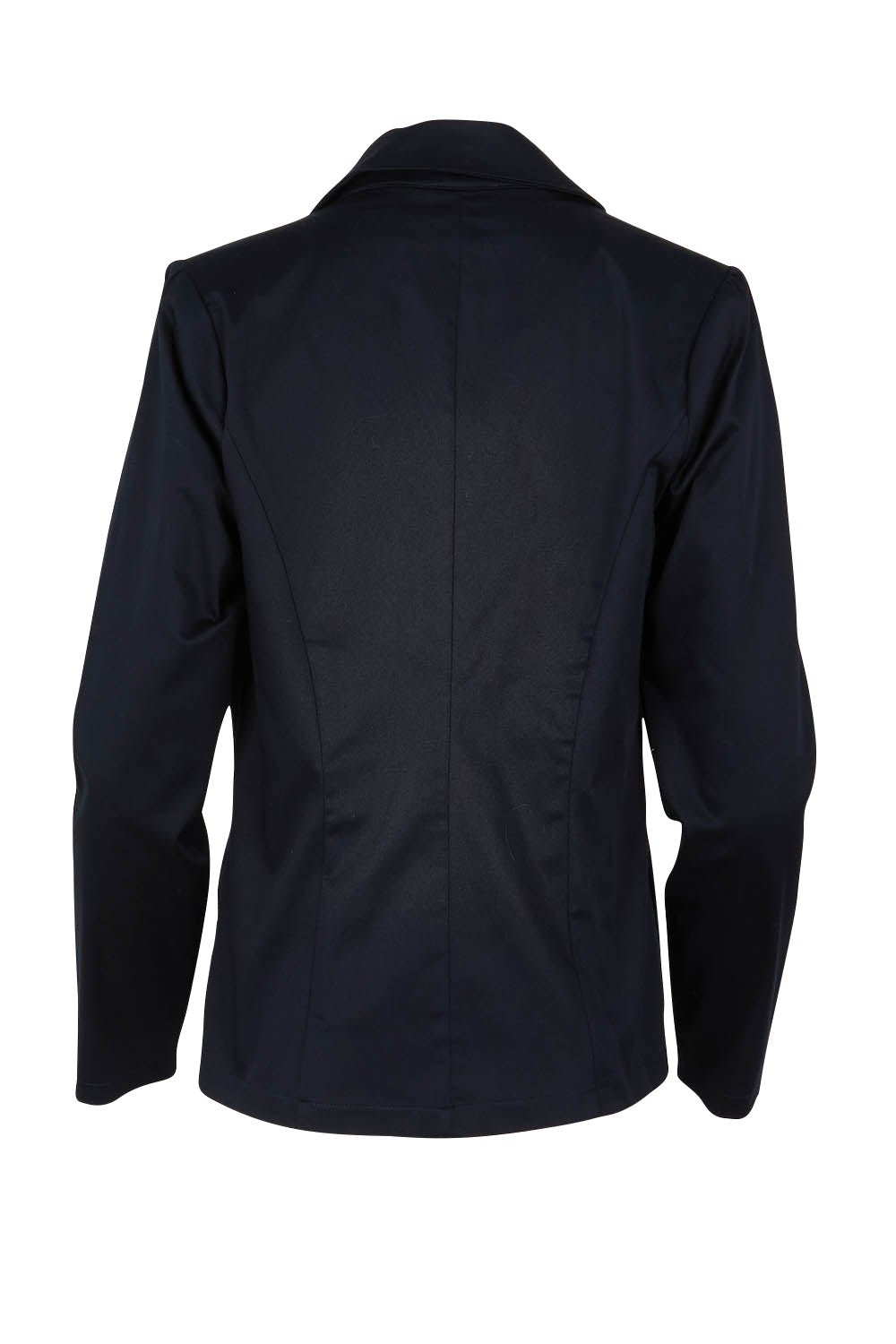 Product shot of The Everywear Cotton Blazer in colour Darknavy (Blue), from the back