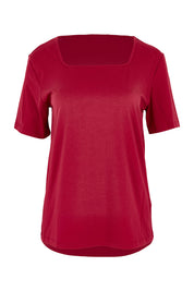 Product shot of The Keepers Square Neck Tee in colour Rose (Pink), from the front