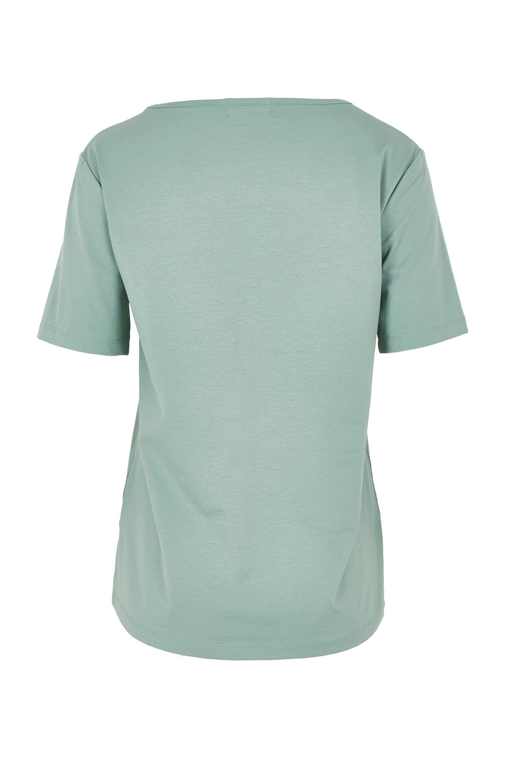 Product shot of The Keepers Square Neck Tee in colour Sage (Green), from the back