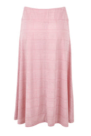 Product shot of The Bamboo Blend Print Fit & Flare Skirt in colour Pinkblush (Pink), from the back