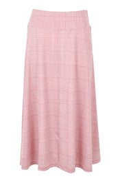 Product shot of The Bamboo Blend Print Fit & Flare Skirt in colour Pinkblush (Pink), from the front